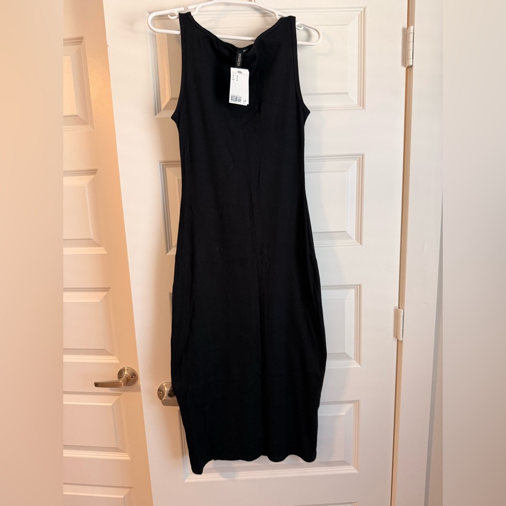 H&M Divided Bodycon Ribbed Sleeveless Midi Dress Size M Black NWT